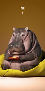 Hippopotame,Art,3D,Manette,Drôle,Joystick