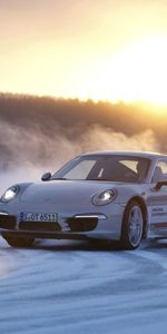 Занос,911,Снег,Белый,Тачки (Cars),Порш (Porsche),Зима,Дрифт