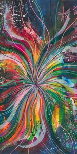 Abstract,Motley,Lines,Iridescent,Rainbow,Multicolored,Watercolor