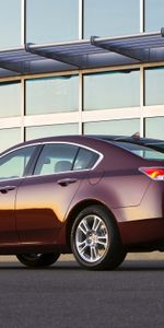 Acura,Building,Side View,Style,Akura,2008,Tl,Burgundy,Vinous,Cars,Auto