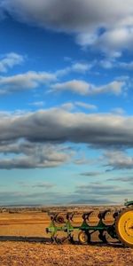 Agriculture,Clouds,Plowing,Field,Nature,Tractor