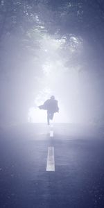 Silueta,Camino,Niebla,Corriente,Correr,Miscelánea,Misceláneo,Solo,Solitario