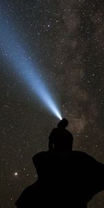 Alone,Rock,Person,Human,Loneliness,Lonely,Night,Flashlight,Dark