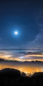 Alps,Mountains,Evening,Cities,City,Fog,Switzerland