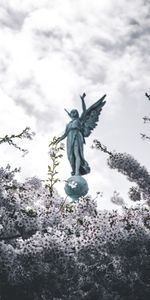 Miscelánea,Misceláneo,Sucursales,Ramas,Florecer,Flores,Una Estatua,Estatua,Ángel,Floración,Sakura