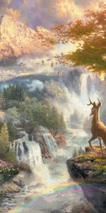 Animals,Landscape,Trees,Deers,Waterfalls,Pictures