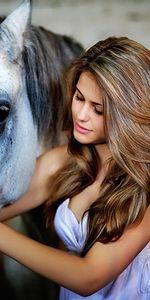 Filles,Animaux,Personnes,Chevaux