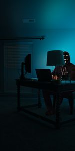 Anonymous,Dark,Light,Table,Shine,Workplace,Computer