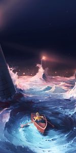 Art,Boat,Storm,Sea,Lighthouses