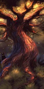 Art,Fairy,Tree,Creatures,Wood,Fabulous,Eyes,Dark,Forest