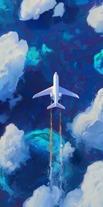 Art,Flight,Airplane,Clouds,Plane,Sky