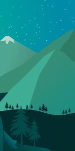 Art,Mountains,Night,Waterfall,Moon,Vector