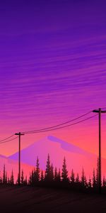 Art,Mountains,Wire,Wires,Violet,Purple