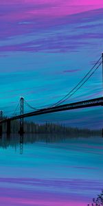 Art,Reflection,Dusk,Bridge,Rivers,Twilight