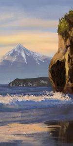 Art,Sea,Rock,Mountain,Top,Foam,Vertex