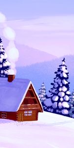 Art,Snow,Forest,Hut