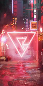 Cyberpunk,Rue,Triangle,Art,Néon