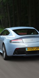 Aston Martin,Cars,Forest,Rear View,Speed,Blue Metallic,2009,V12,Zagato,Auto,Back View