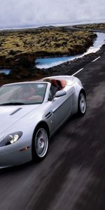 Aston Martin,Cars,Front View,Speed,Silver,V8,Vantage,2006,Race