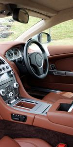 Aston Martin,Steering Wheel,Rudder,Salon,Db9,2010,Leather,Interior,Cars,Brown,Speedometer,Skin