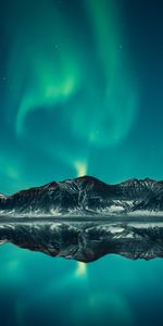 Aurora Borealis,Mountains,Lake,Nature,Night,Northern Lights,Landscape