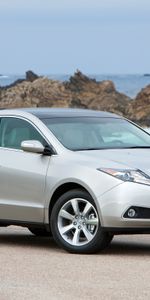 Auto,Acura,Rocks,Side View,Style,Akura,Zdx,2009,Silver Metallic,Tidal Bore,Sea Surf,Sky,Cars