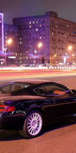 Auto,Building,Lights,Asphalt,Side View,Style,Db9,Aston Martin,Cars,City