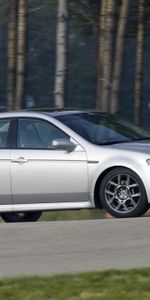 Auto,Grass,Acura,Cars,Asphalt,Speed,Akura,Tl,2007,Silver Metallic,Forest,Side View,Style