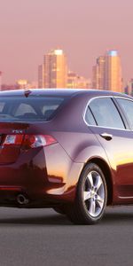 Auto,Houses,Acura,Cars,Lights,Asphalt,Back View,Rear View,Style,Akura,2008,Tsx,City