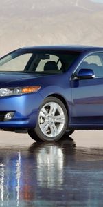 Auto,Mountains,Acura,Cars,Reflection,Style,Akura,2009,Tsx,V6,Wet Asphalt,Side View