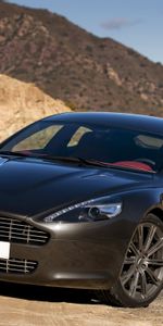 2009,Rapide,Тачки (Cars),Вид Спереди,Астон Мартин (Aston Martin),Черный,Природа,Машины