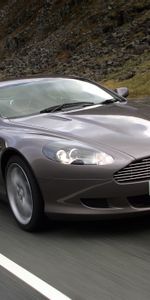 2004,Db9,Тачки (Cars),Асфальт,Природа,Астон Мартин (Aston Martin),Стиль,Скорость,Вид Спереди,Серый,Машины