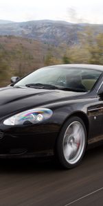 Db9,2006,Асфальт,Тачки (Cars),Вид Сбоку,Природа,Астон Мартин (Aston Martin),Черный,Скорость,Стиль,Горы,Спорт,Деревья,Машины