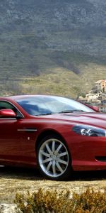 2004,Db9,Тачки (Cars),Красный,Вид Сбоку,Деревья,Астон Мартин (Aston Martin),Стиль,Дома,Природа,Машины