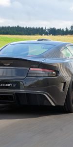 Hierba,Aston Martin,Asfalto,El Negro,Vista Trasera,Velocidad,2009,Ciro,Cyrus,Automóvil,Naturaleza,Árboles,Estilo,Mansory,Coches,Deportes