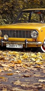 Routes,Feuilles,Lada,Transports,Voitures,Automne