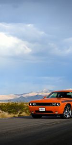 Auto,Sky,Cars,Side View,Road,Dodge,Challenger