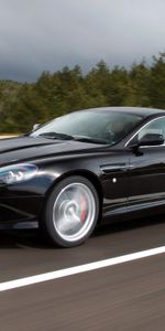 Db9,2006,Деревья,Тачки (Cars),Асфальт,Вид Сбоку,Астон Мартин (Aston Martin),Черный,Скорость,Стиль,Спорт,Машины