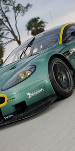 Dbr9,Зеленый,2005,Астон Мартин (Aston Martin),Асфальт,Стиль,Тачки (Cars),Вид Спереди,Деревья,Природа,Спорт,Машины