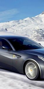 Auto,Winter,Snow,Transport,Landscape,Mountains,Ferrari