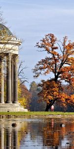 Autumn,Tree,Pond,Bower,Alcove,Columns,Wood,Column,Nature,Park