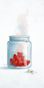 Bank,Jar,Sign,Drawing,Picture,Love,Hearts,Minimalism