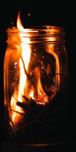 Bank,Miscellanea,Miscellaneous,Jar,Fire,Sparks,Dark