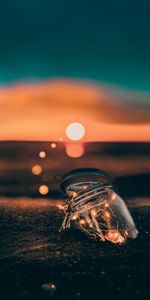 Bank,Miscellanea,Miscellaneous,Jar,Sunset,Horizon,Glare,Glow,Garland