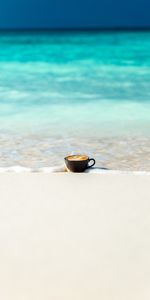 Bank,Ocean,Shore,Cup,Sand,Minimalism