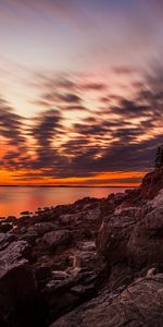 Faro De Puerto Bajo,Faros Bass Harbor,Naturaleza,Puesta Del Sol,Faro