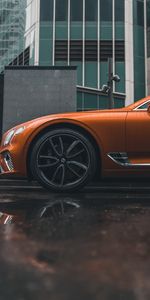 Bentley Continental Gt,Машина,Колесо,Тачки (Cars),Вид Сбоку,Бэнтли (Bentley),Оранжевый