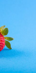 Berry,Strawberry,Blue Background,Minimalism