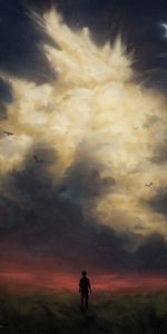 Cielo,Silueta,Birds,Arte,Soledad,Solo,Solitario