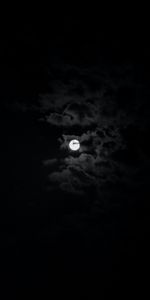 Black And White,Sky,Clouds,Night,Moon